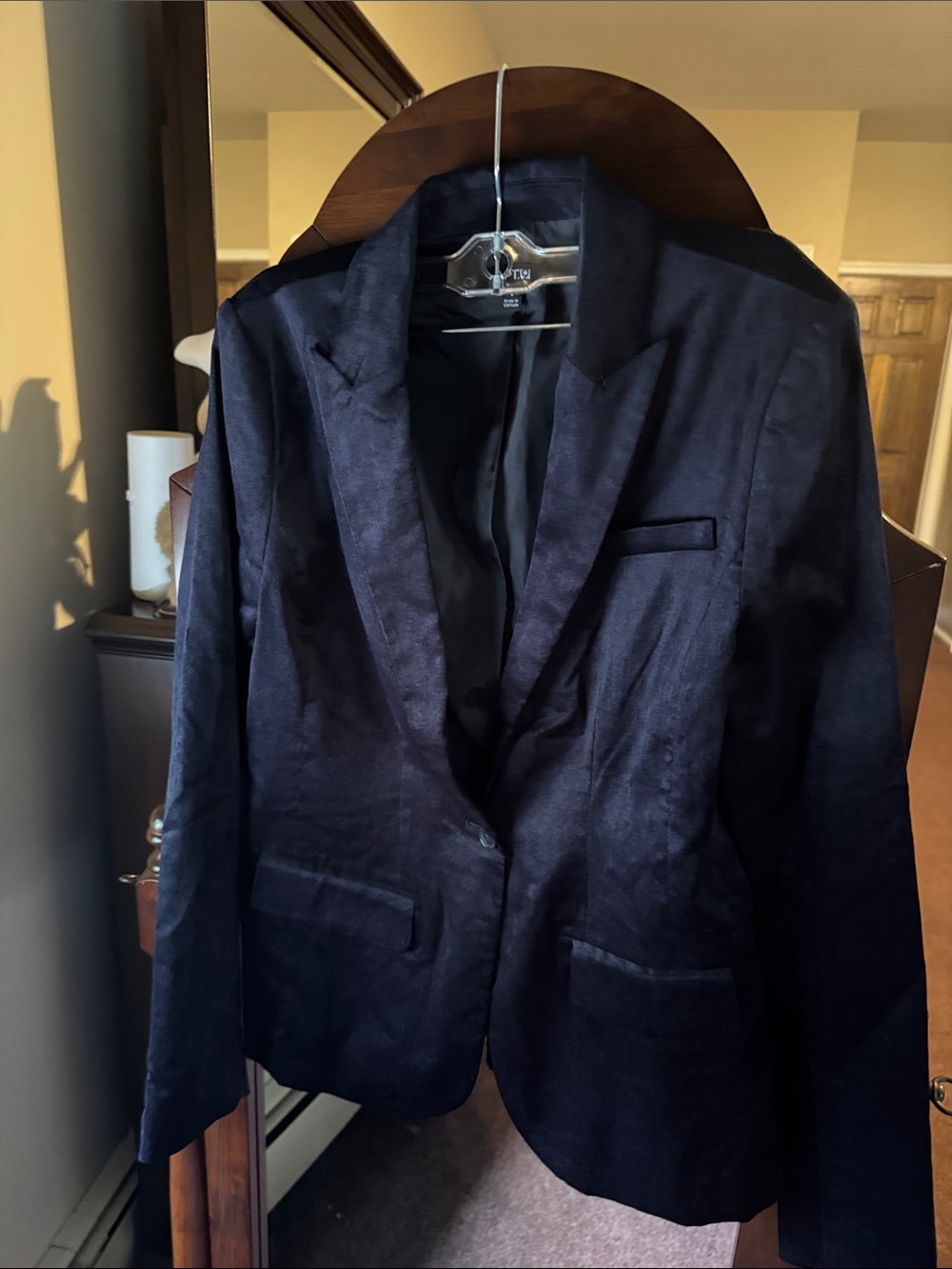 Womens Apt 9 Kohls Navy Velvet Blue Blazer - Classic Single-Breasted Jacket